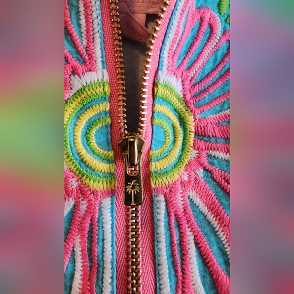 Lilly Pulitzer Women Kolby Cotton Short Sleeve Dress Floral Blue Size 10 - Picture 8 of 14